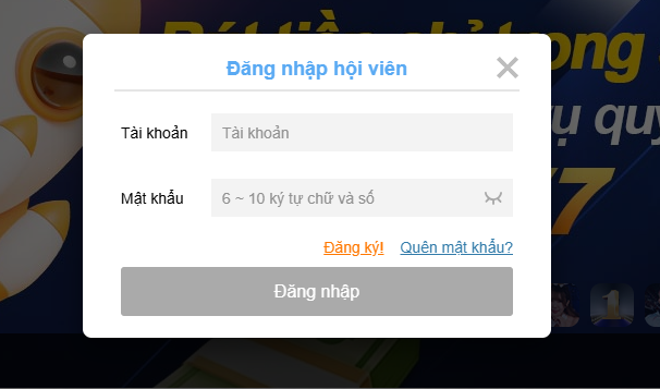 Người chơi điền các thông tin để đăng nhập Kubet 