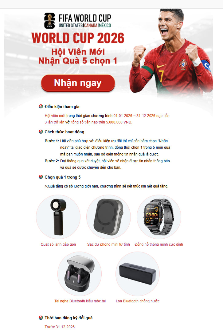 Danh Sách Quà Tặng 5 Chọn 1